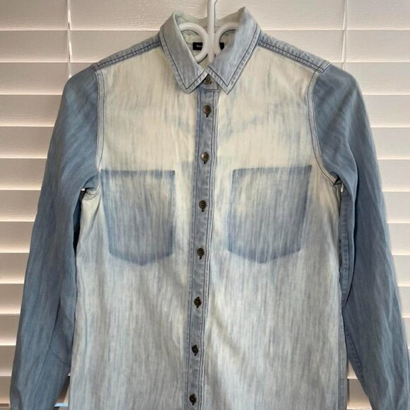 CLUB Monaco Long Sleeve Denim Shirt Dress Size 00 - Picture 3 of 6